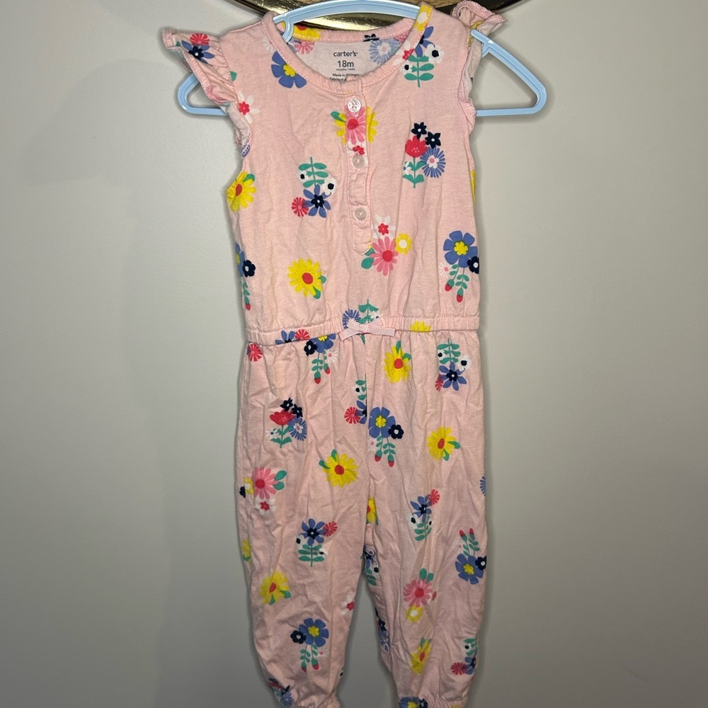 Carter's Pink Floral Baby Jumpsuit